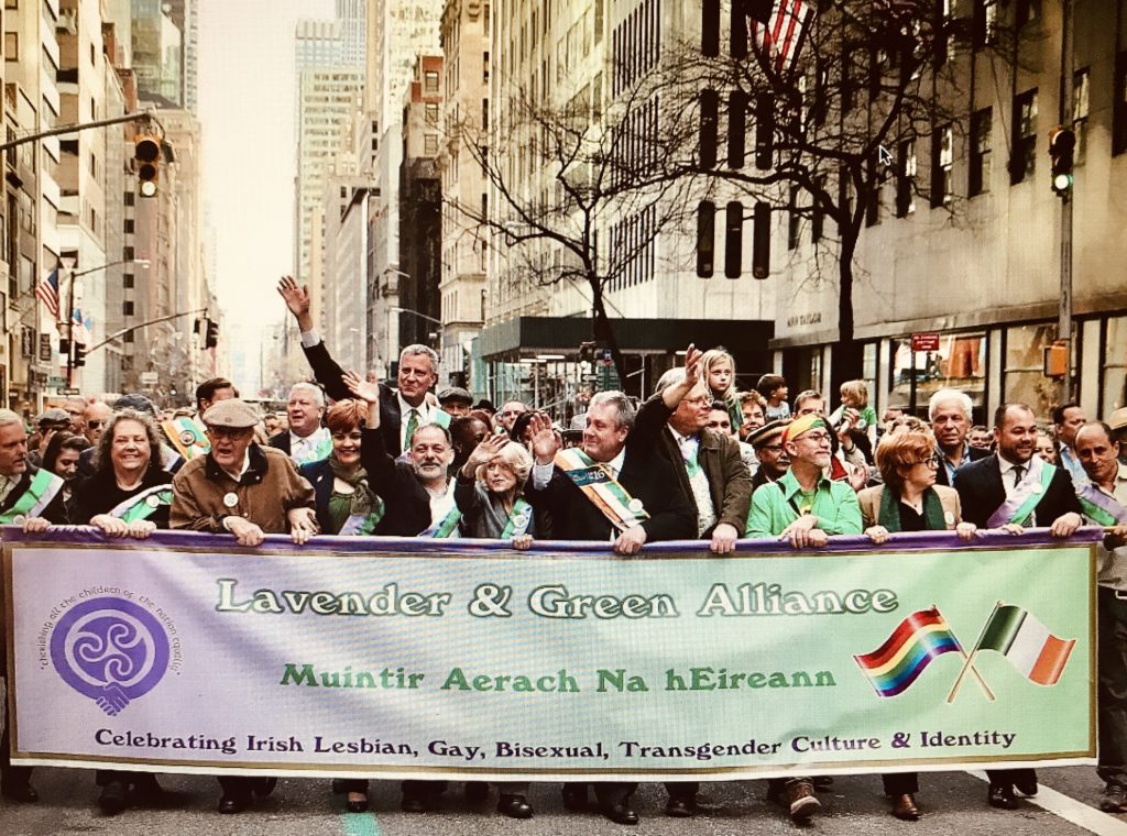 Mayor DiBlasio marching with Lavender & Green Alliance